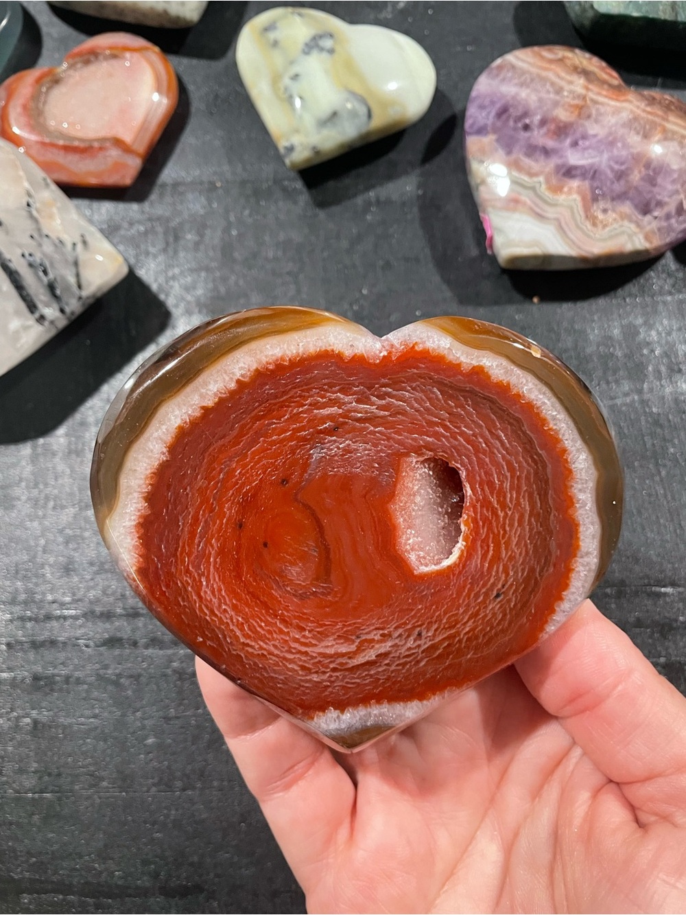 Massive sardonyx carnelian polished crystal heart